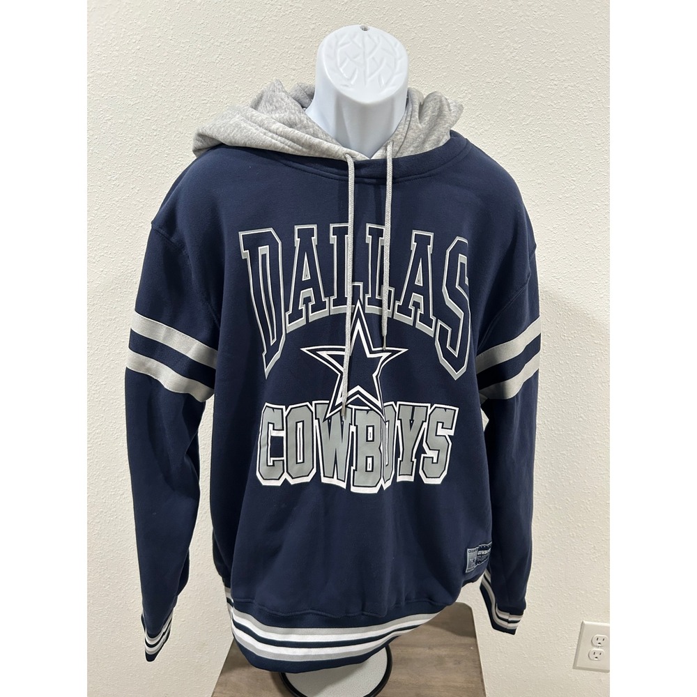 Dallas Cowboys NFL Team Apparel Hoodie Sweatshirt Navy Blue Grey XL